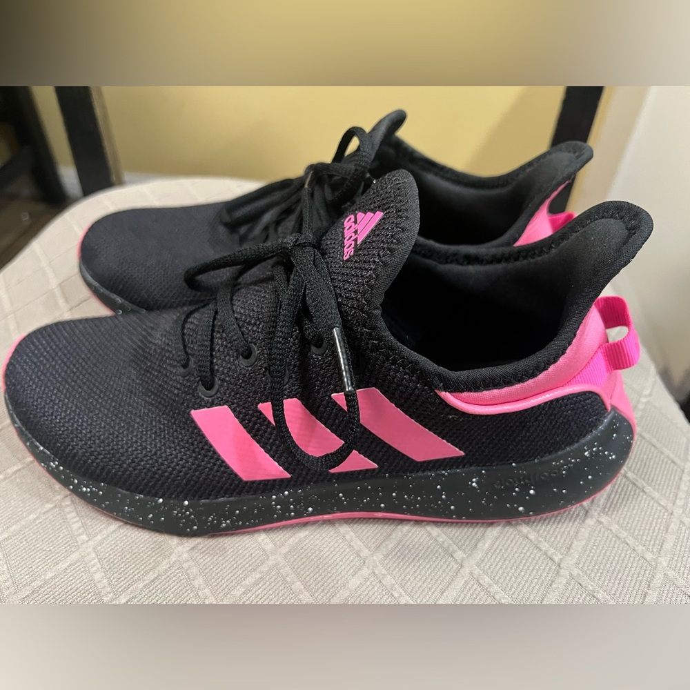 2-Pair Adidas Womens Cloudfoam Sneaker, Black/Pulse Lime & Black Lucid Pink Sz 9 - Picture 7 of 11